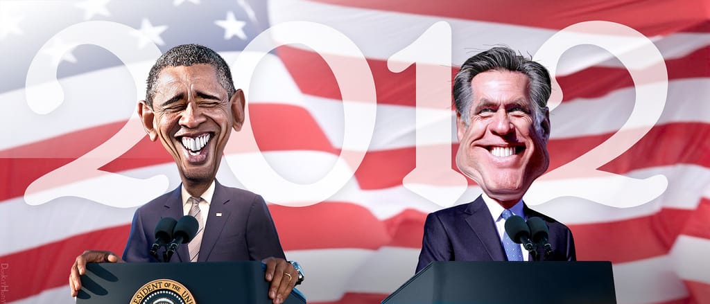 Obama vs. Romney by DonkeyHotey at Flickr