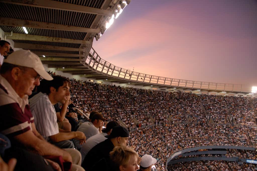 Yankee Stadium at Sunset by jvdalton at Flickr