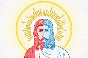 Red State/Blue State Jesus from linked CNN article