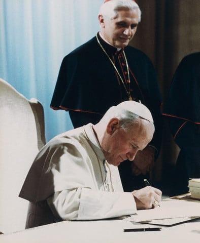 Pope John Paul II and Cardinal Ratzinger