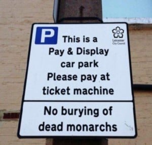 Richard III Car Park Sign via Blogswallop on Facebook