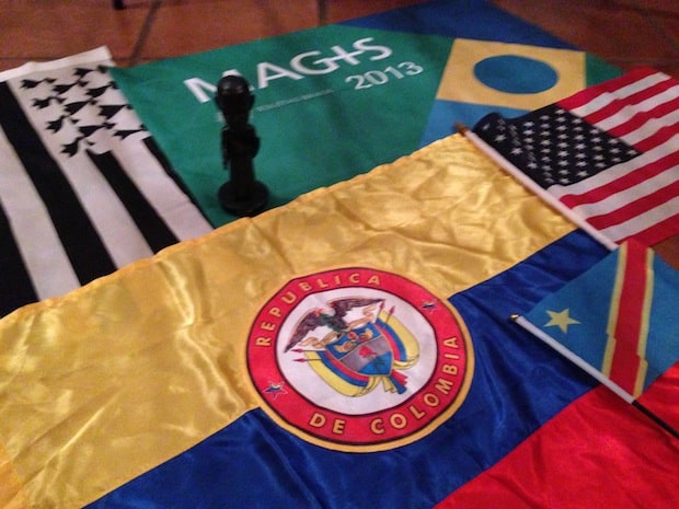 Flags from the pilgrims on the Pontau experience — along with TJP’s “Iggy” of YouTube fame