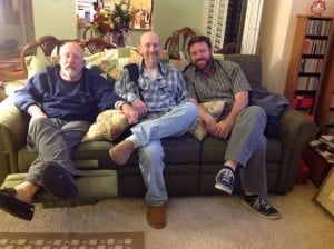 My dad George (left) and brother Tony (center) and I earlier this year. Photo courtesy of the author