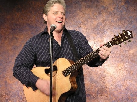 Actor, comedian, and musician Tom Wilson doing what he loves.  Picture used with Mr. Wilson's permission