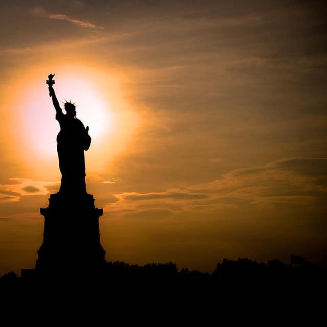 Statue of Lib Sunset by MrOmega at Flickr