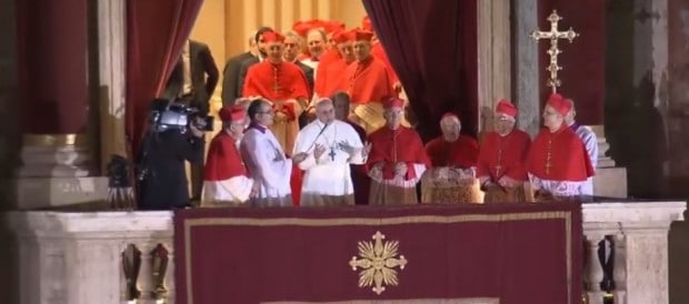 Pope Francis on Balcony - screenshot from video coverage