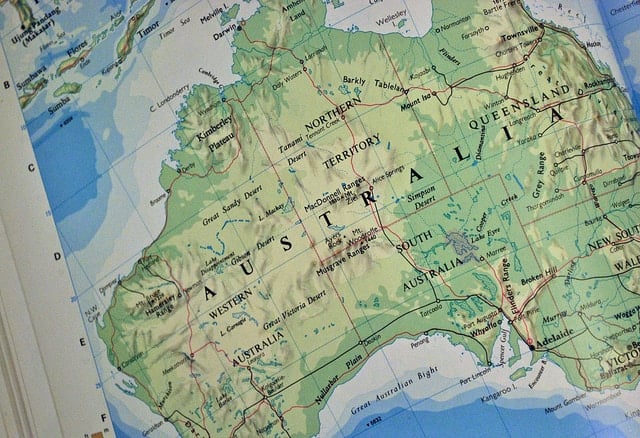 Australia in an atlas by Blue Square Thing via Flickr