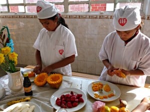 Students learning to cook