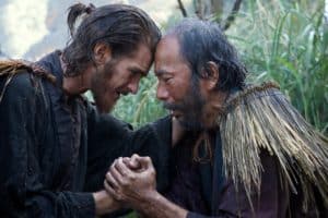 L-R: Andrew Garfield plays Father Rodrigues and Shinya Tsukamoto plays Mokichi in the film SILENCE by Paramount Pictures, SharpSword Films, and AI Films